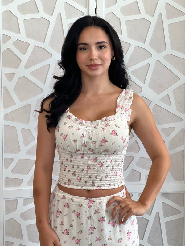 Floral Ruffled Tank Top