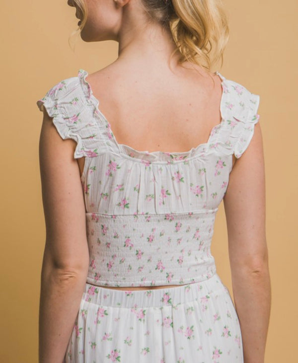 Floral Ruffled Tank Top