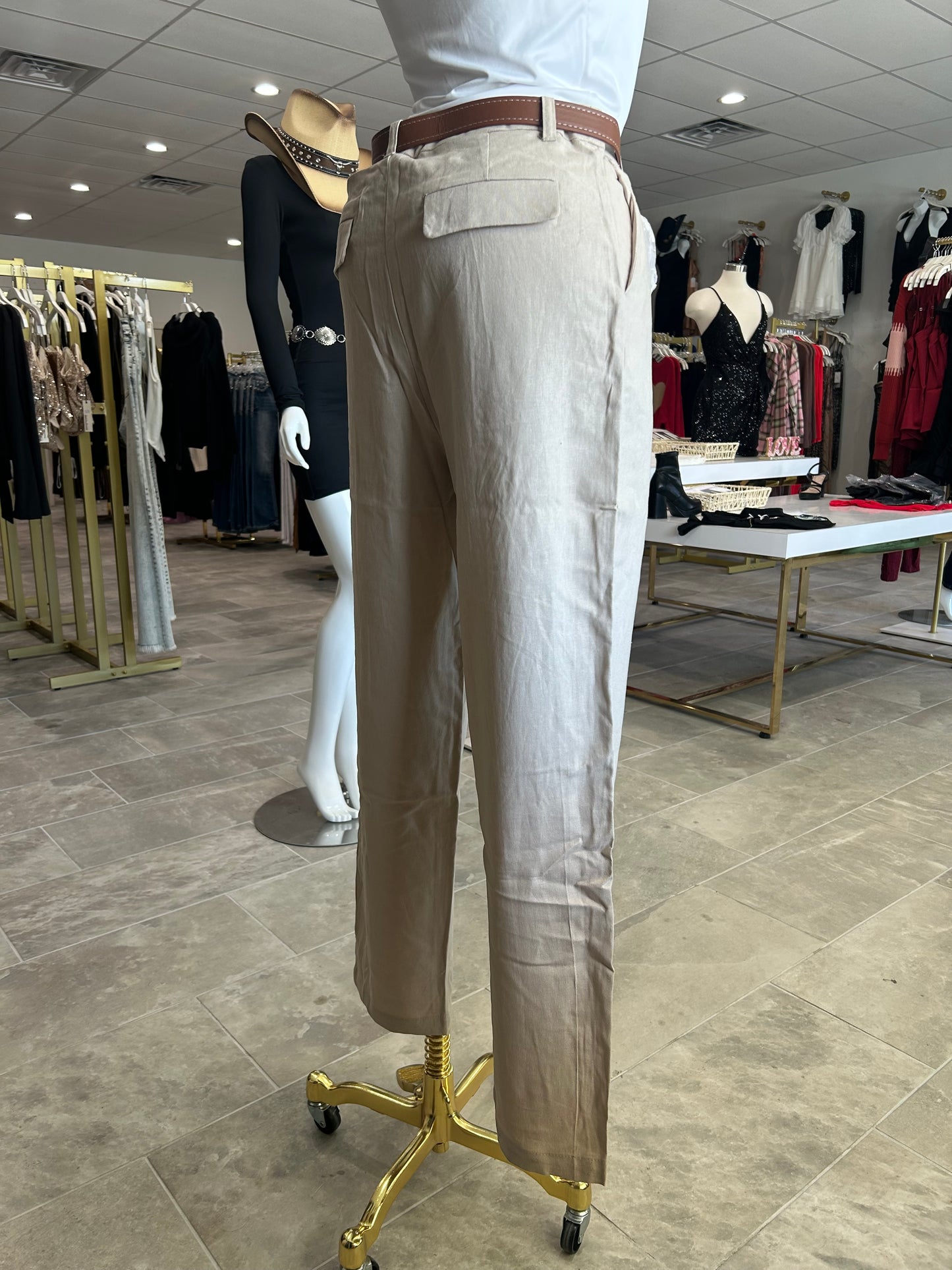 High Waisted Linen Trousers W/belt NO STRETCH