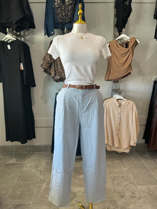 High Waisted Linen Trousers W/belt NO STRETCH
