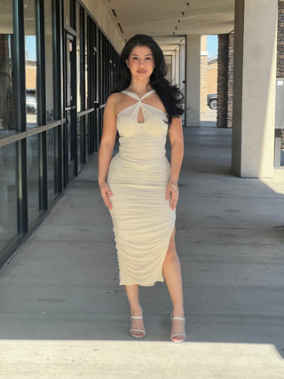 FIONA MESH MIDI DRESS