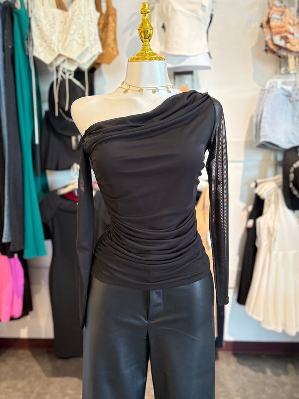 Mesh long sleeve top