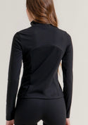 LONG SLEEVE MOCK NECK SEAM DETAIL WITH POCKET WORKOUT JACKET