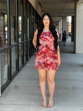 EMILY OPEN BACK RUFFLE DETAIL MINI DRESS