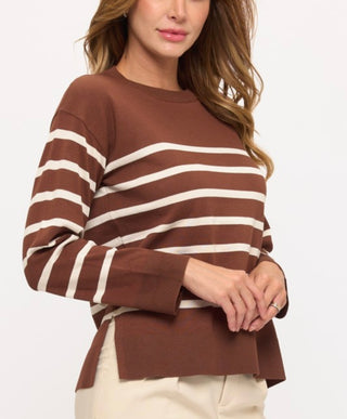 SWEATER STRIPE CREWNECK LONGSLEEVES TOP