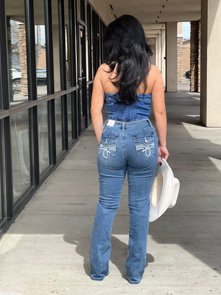 Junior Heavy Stitch Mid-Rise Bootcut W/Embroidery