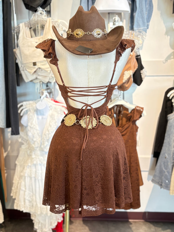 Lace open back dress