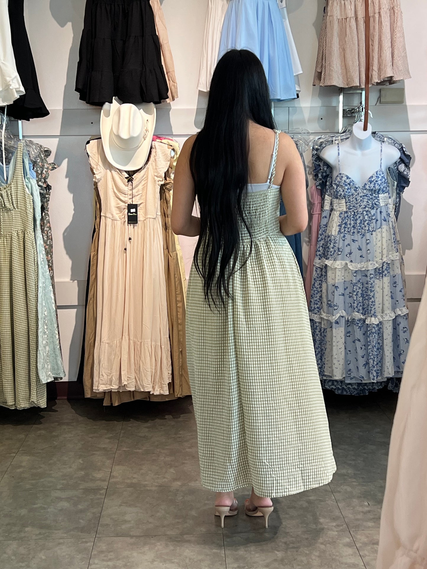 Plaid Sleeveless Corset Detail Midi Dress