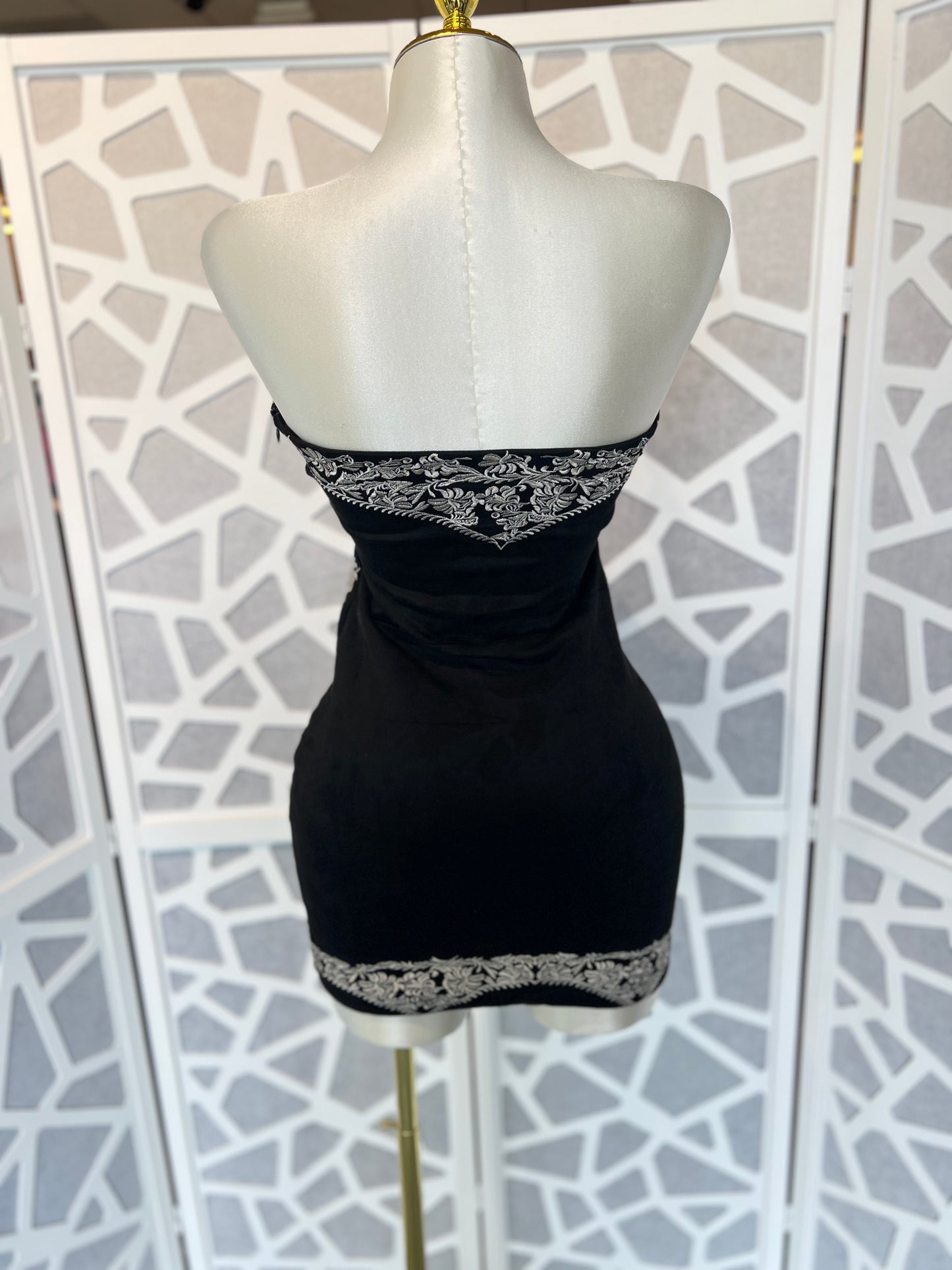 LAREDO Embroidered Suede Mini Dress (NO STRETCH)