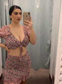 Floral skirt crop set