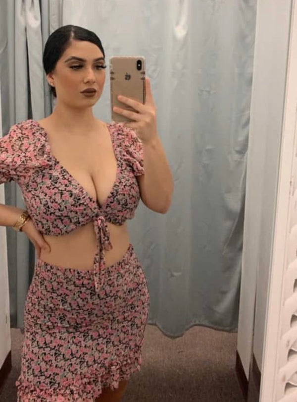 Floral skirt crop set