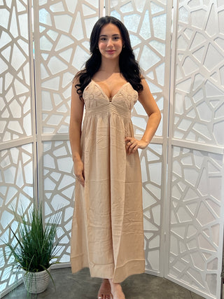 Spaghetti Strap Midi Dress
With Flower Design