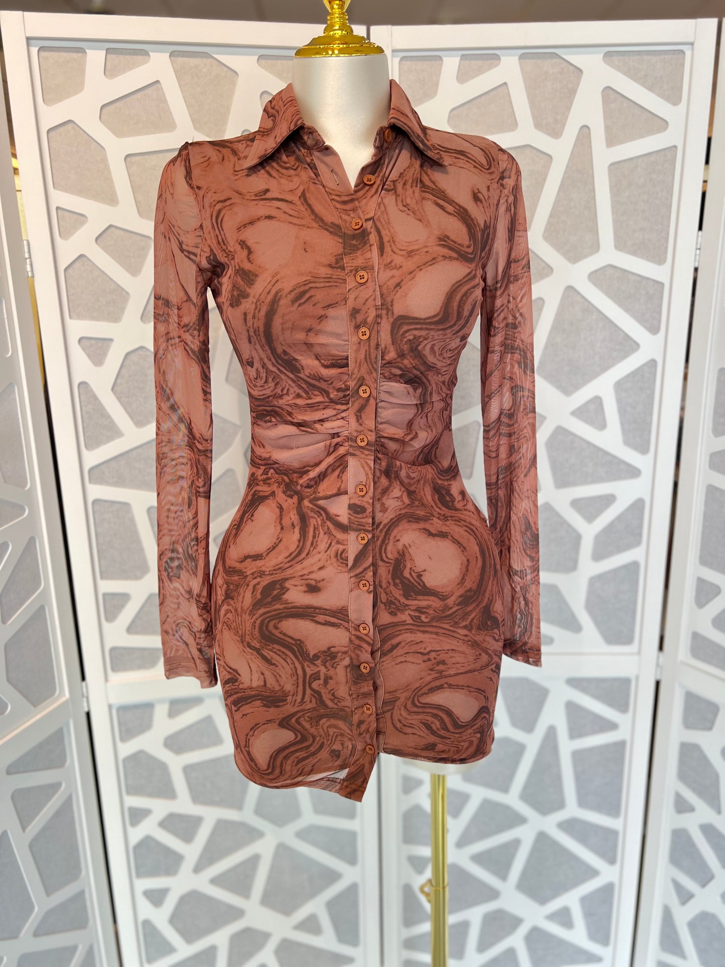 NIKKI MINI MARBLE PRINT DRESS