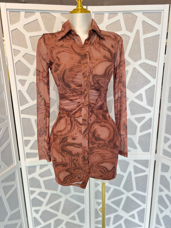 NIKKI MINI MARBLE PRINT DRESS