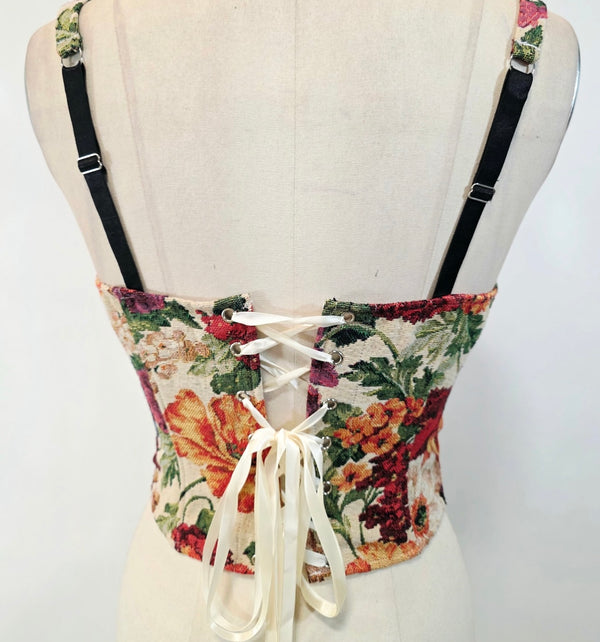 Tapestry open back corset