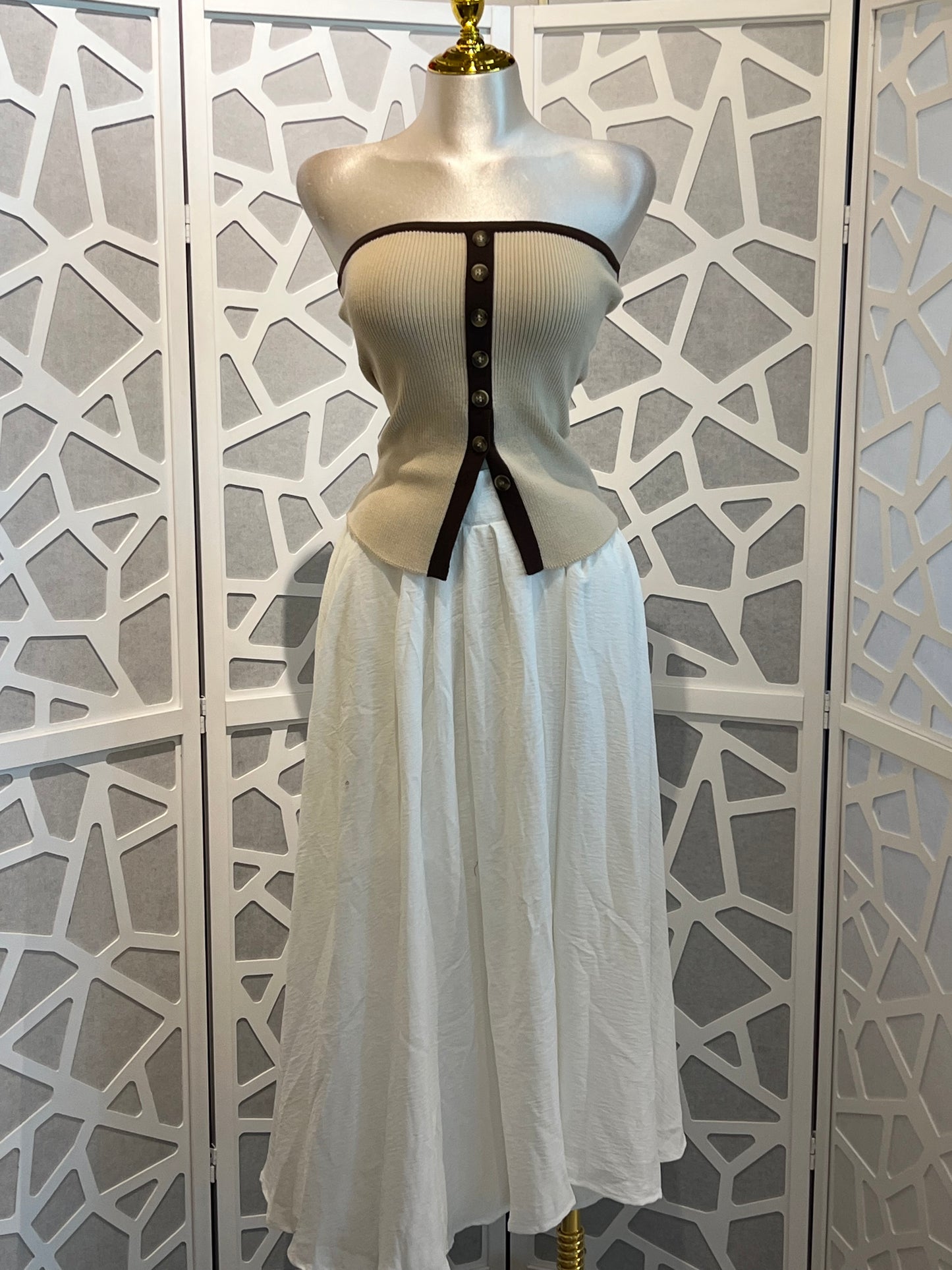 Box Pleated Midi Skirt