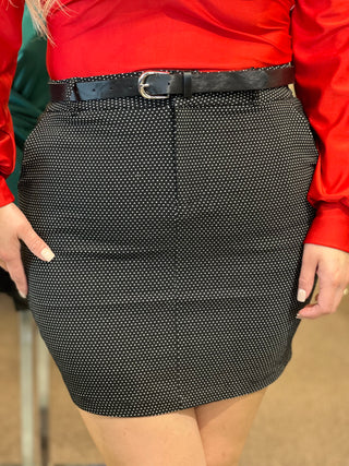 Polka dot skirt with belt