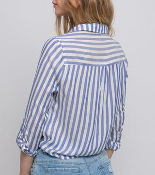 Striped Tie-Front Button Down Shirt 2091TK