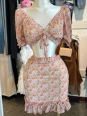 Floral skirt crop set