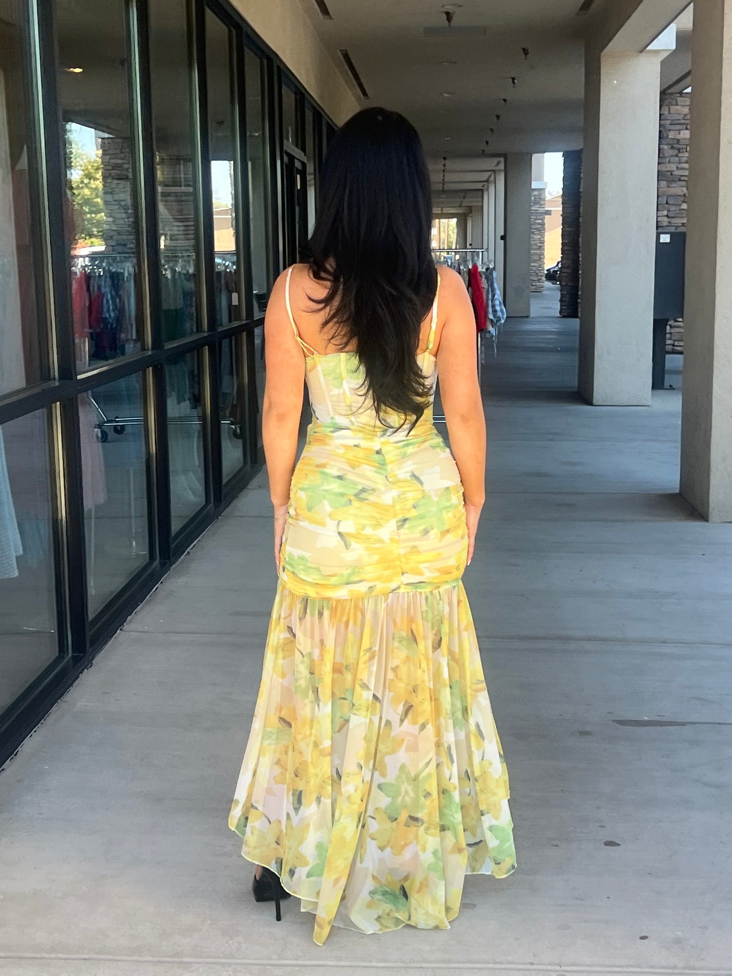 Miami mesh asymmetrical maxi dress