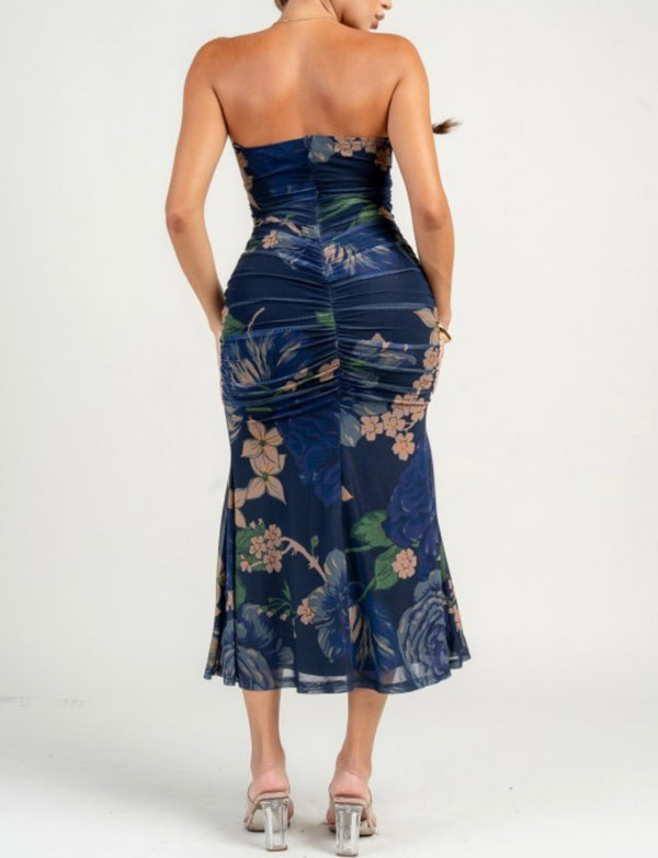 TUBE RUCHING MAXI FLARE DRESS