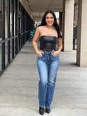 Faux Leather Zip Up Tube Top