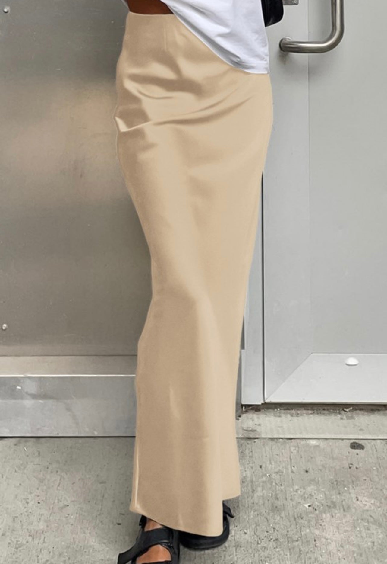 Long satin skirt