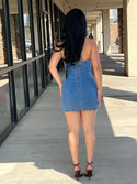Light Wash Denim Halter Mini Dress