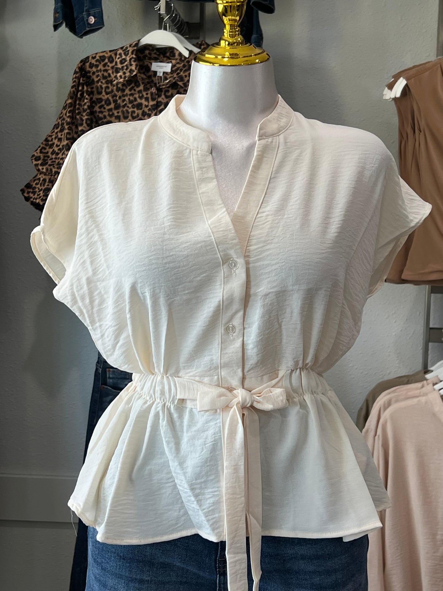 Short-sleeve Peplum Blouse