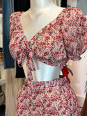 Floral skirt crop set