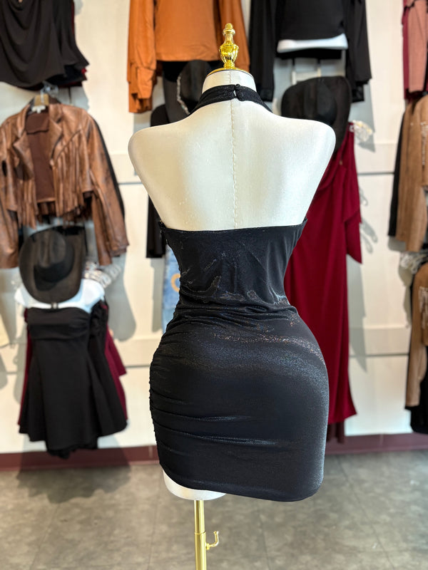 LATE NIGHT MINI HALTER DRESS