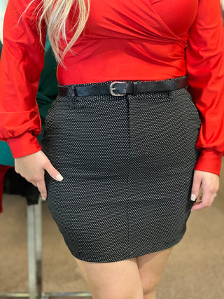 Polka dot skirt with belt