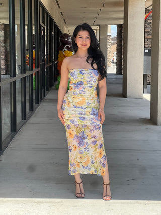 Mesh tube midi dress