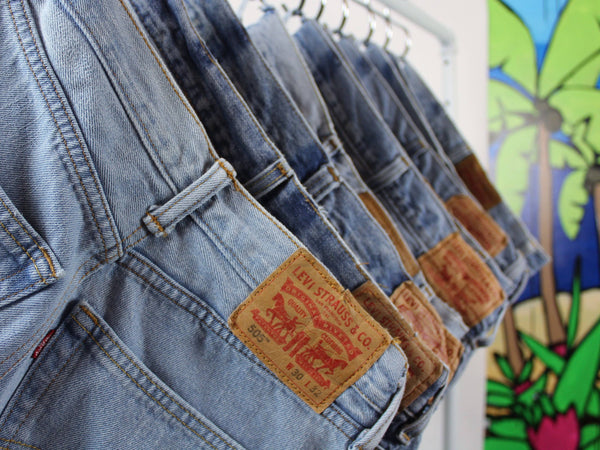 High-Rise Upcycled Denim Cutoff Shorts - Original: 12 (34