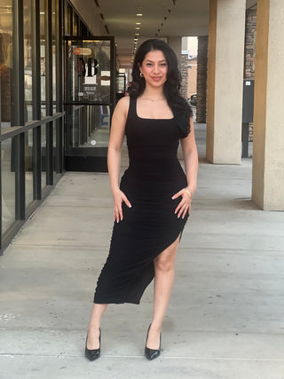 WENDY MIDI RUCHED DRESS