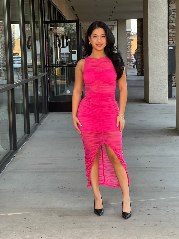 MARLYN MESH MIDI DRESS