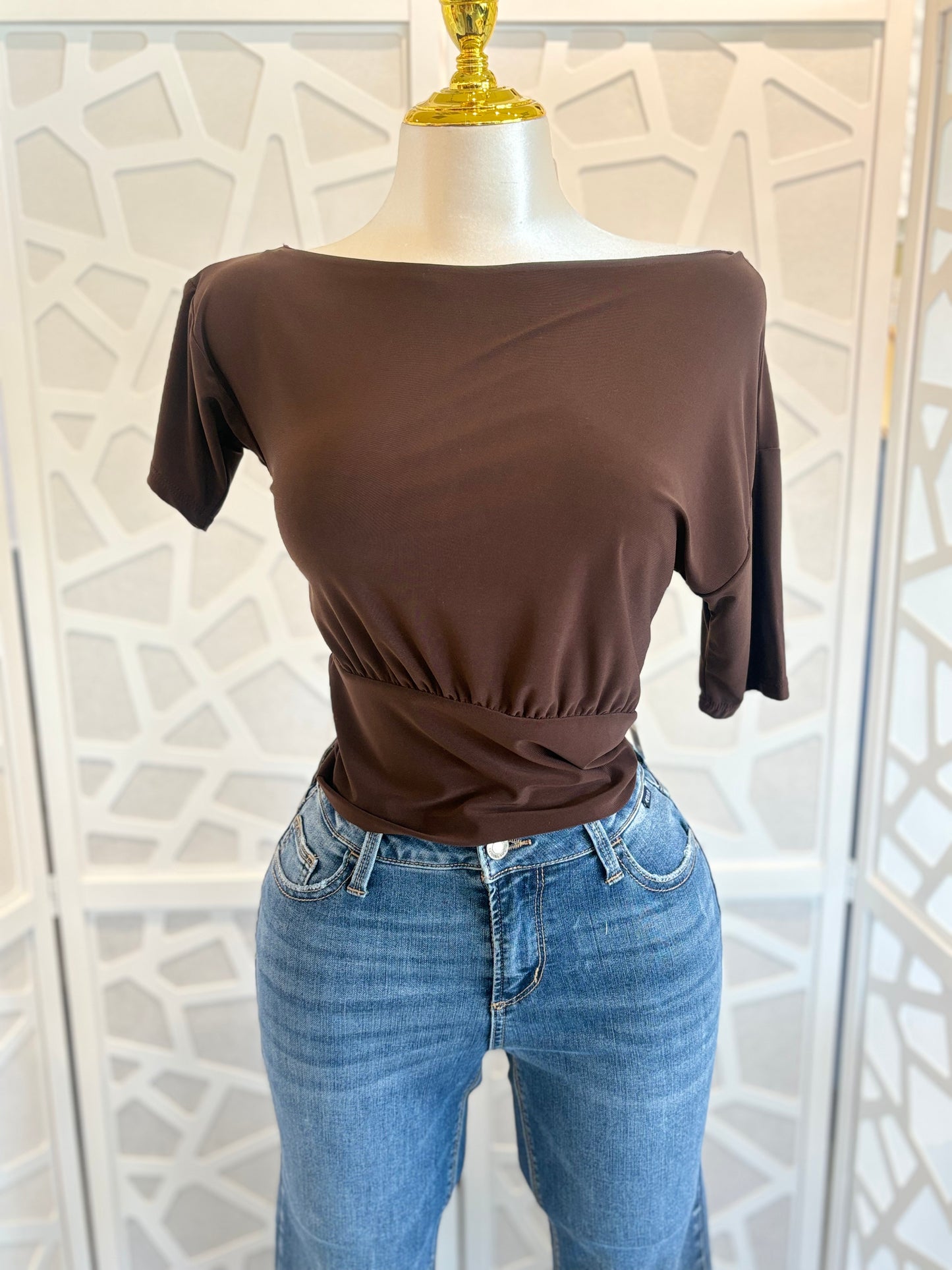 Laura waist ruched short sleeve top