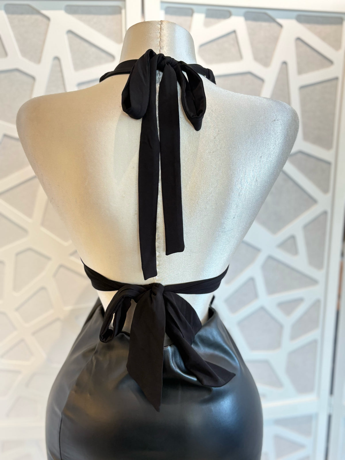Halter cowl neck open back top