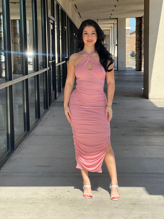 FIONA MESH MIDI DRESS