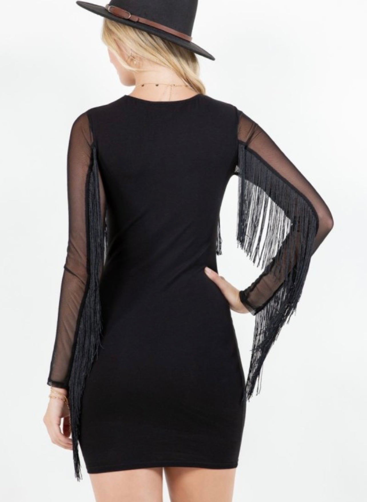 FRINGE DETAIL BODYCON DRESS