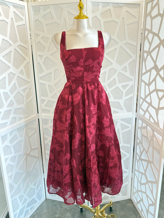 Floral Jacquard Fit & Flare Midi Dress