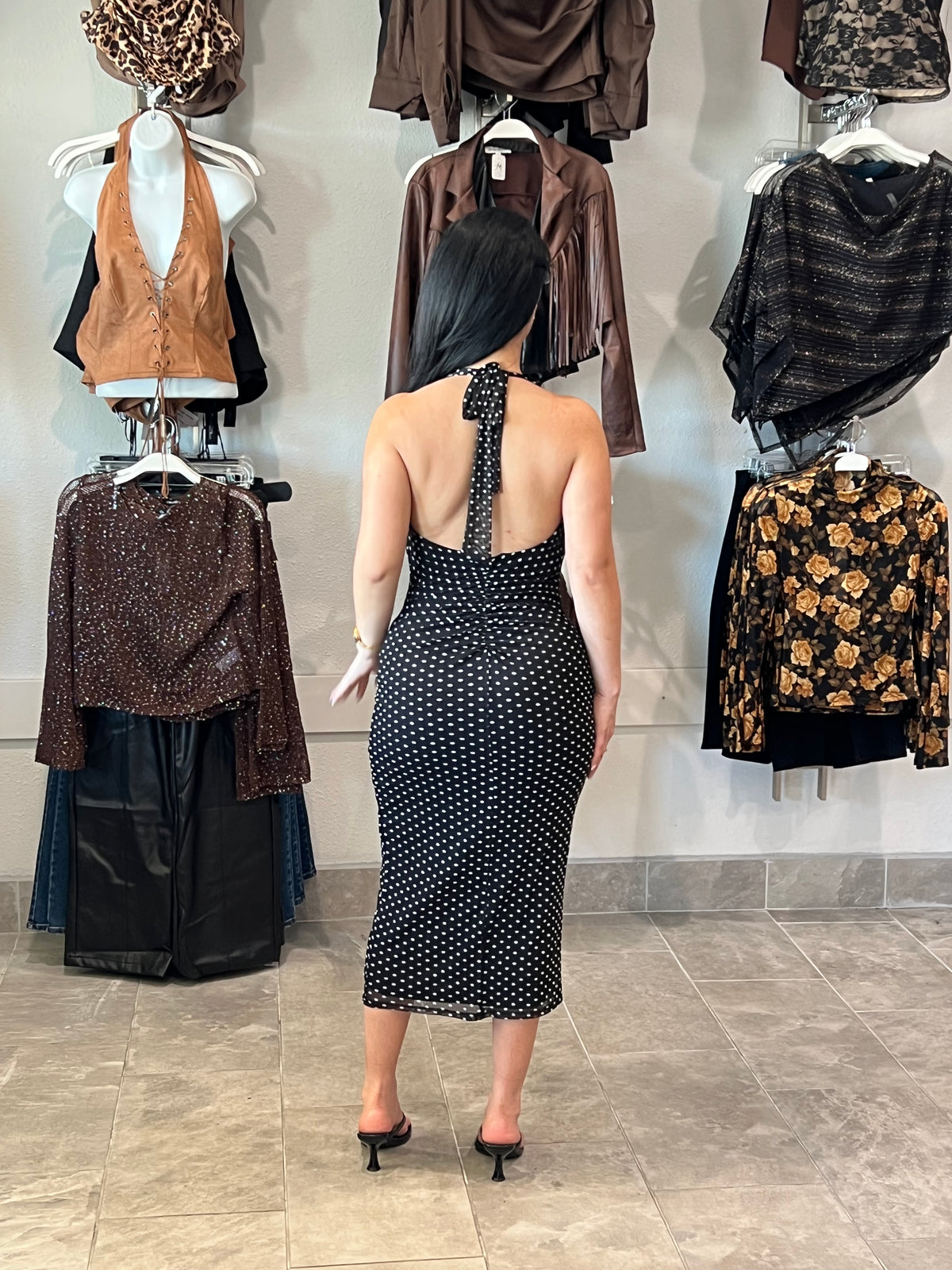 POLKA DOT MEAH HALTER DRESS