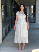 Thalia Front button smocked back midi dress