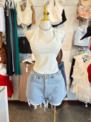 KIRA BUCKLE HALTER TOP