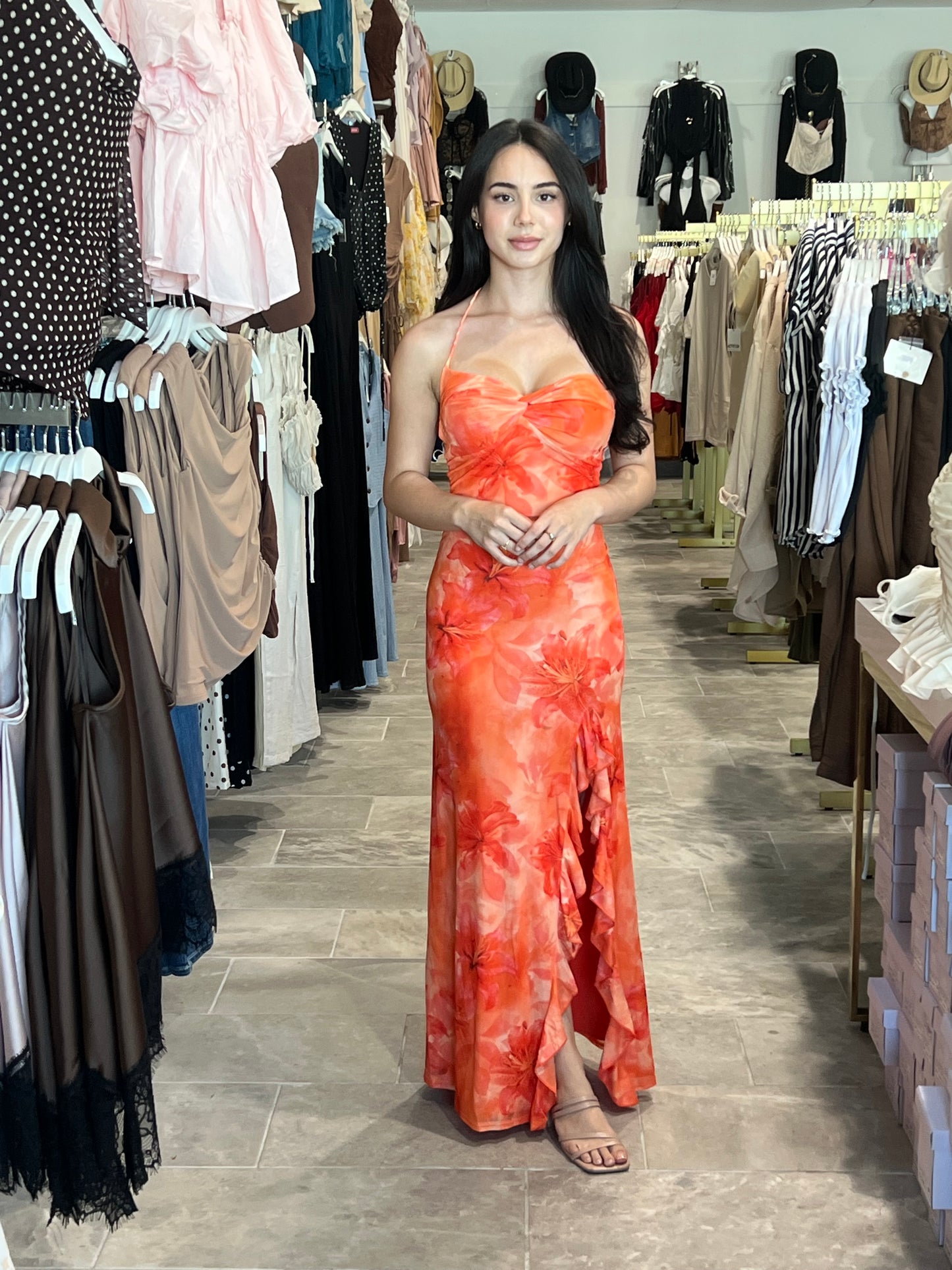 Take me away side high slit maxi dress