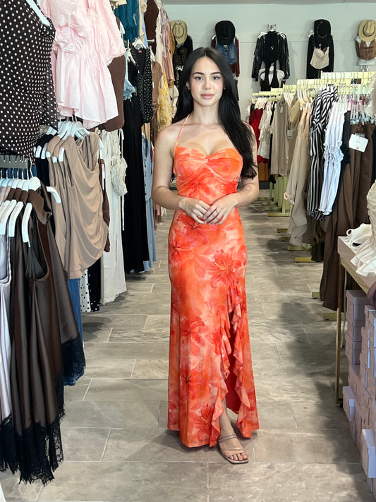 Take me away side high slit maxi dress