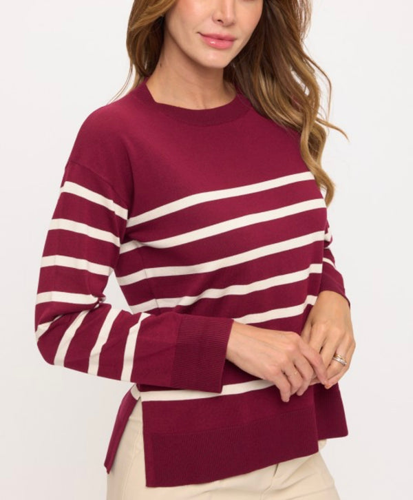 SWEATER STRIPE CREWNECK LONGSLEEVES TOP