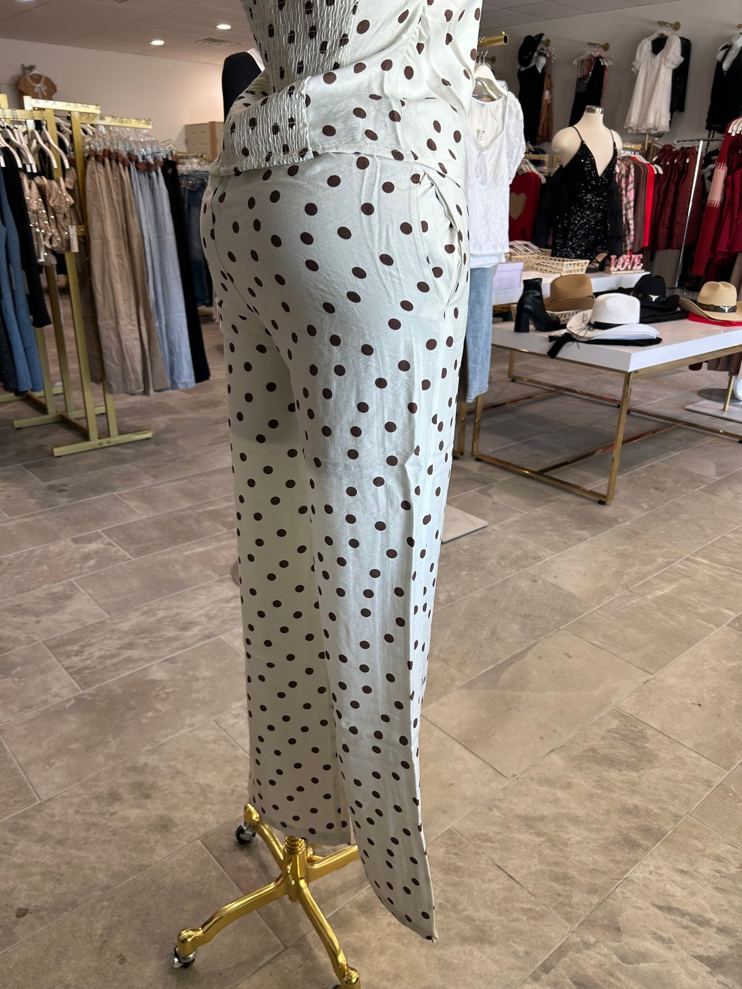 Polka Dot Strapless Wide-leg Pants Set
