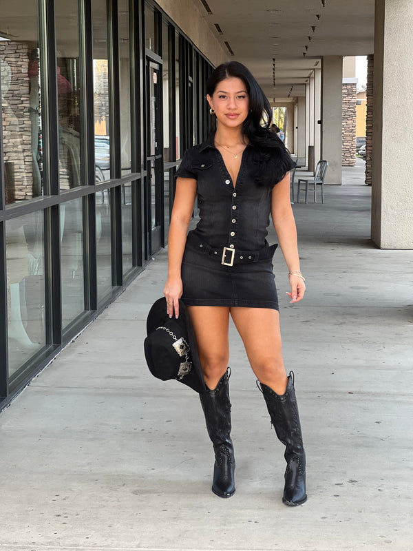 NOEMI DENIM DRESS WITH BELT