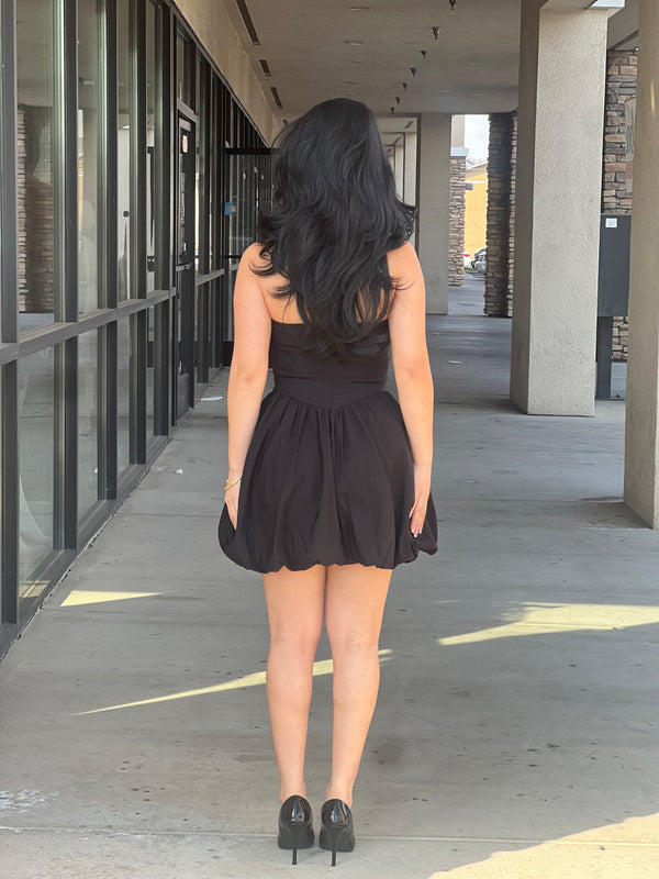 MINI HALTER BUBBLE HEM DRESS